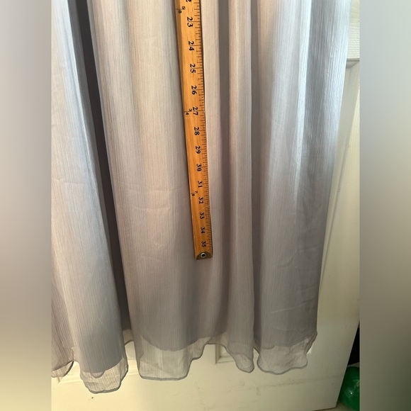 NWT BHLDN Anthro XL Kia Sleeveless Maxi Bridesmaid Dress Fog Chiffon VNeck Ruche - Picture 12 of 15